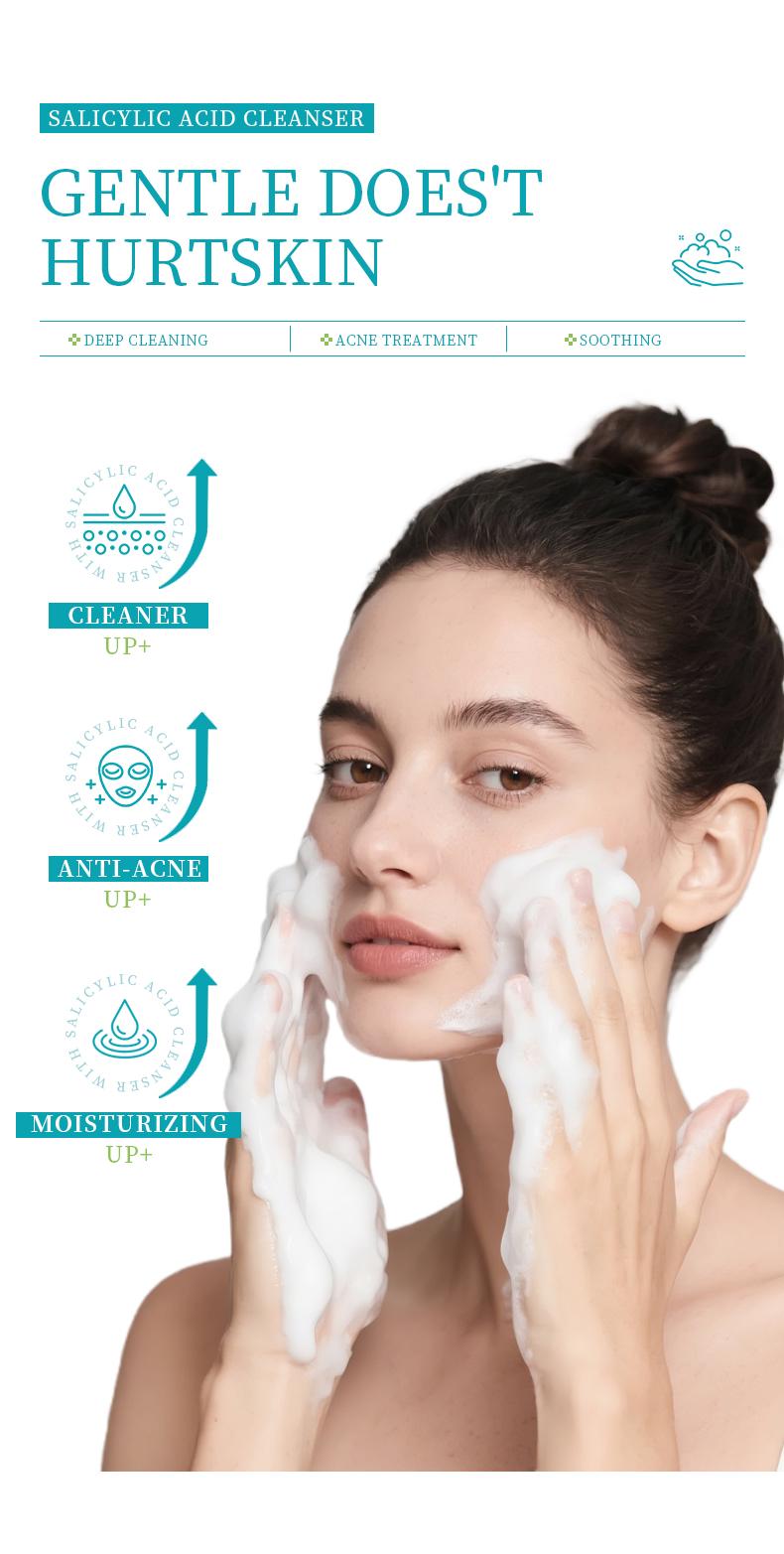 2% Salicylic Acid Cleanser - Hydrating Oil Control Face Wash with Hyaluronic Acid, Niacinamide & Ceramide | Pore Minimizing Acne Cleanser for Oily & Acne Prone Skin, Repairs Skin Barrier, 3.4 fl oz (100ml)