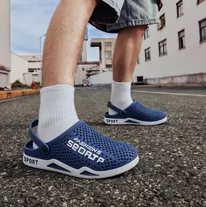 Men'S Dual-Purpose Slippers | Anti-Slip, Breathable, Trendy Casual Cool Slippers for Summer Beach Outdoor - Perforated EVA Slippers, Slip-On Closure, Solid Color slippers slides for men