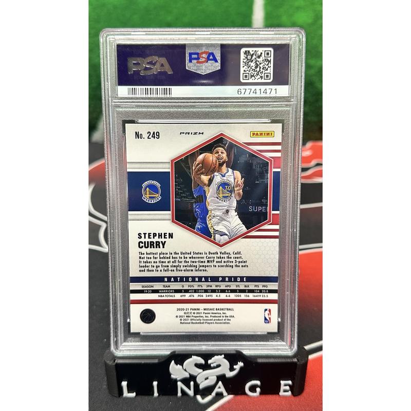 Stephen Curry PSA 2020 Panini Mosaic #249 Red Wave 10