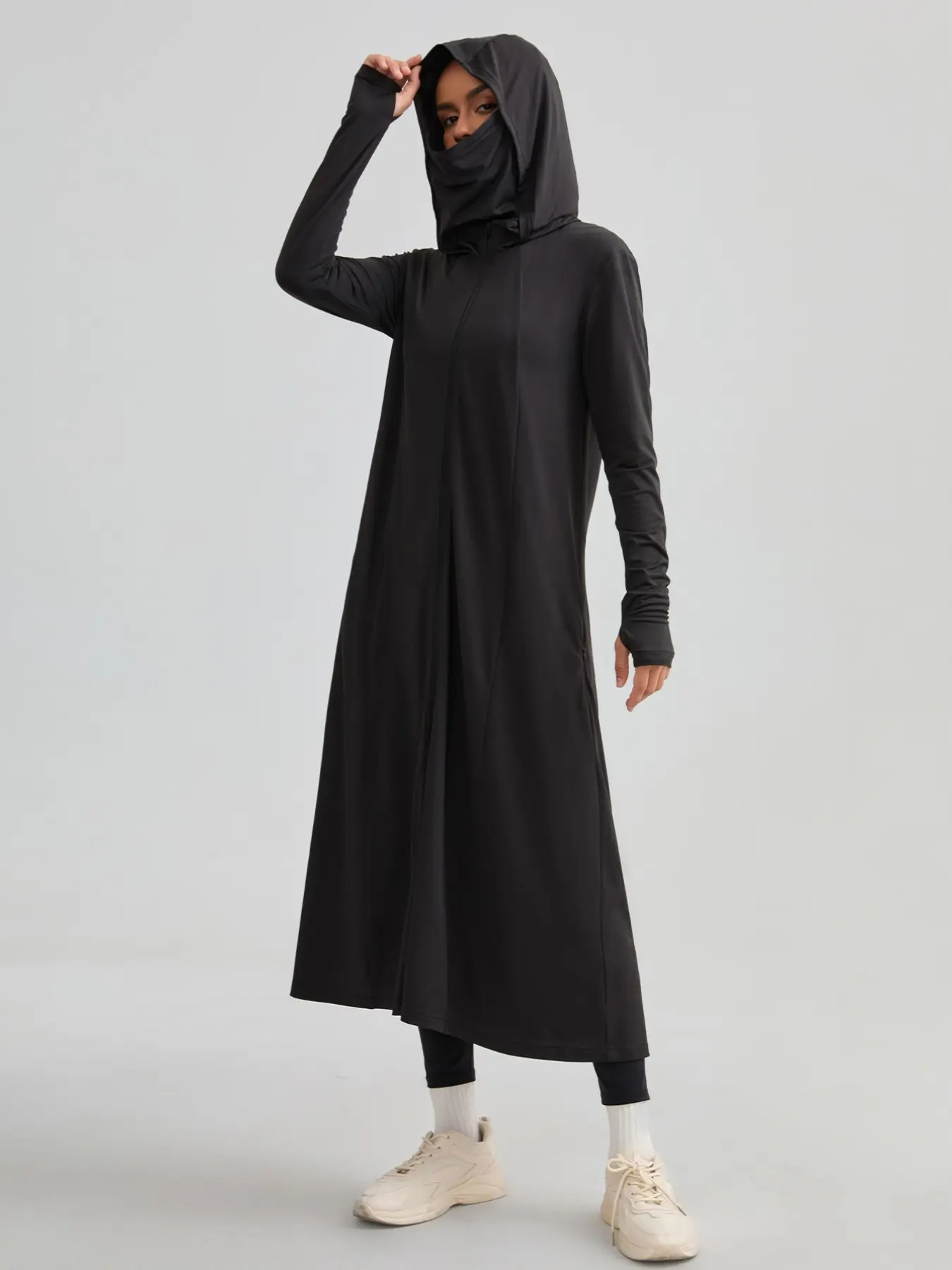 Upf50+ Women Summer Sun-Proof Jacket, Long Zipper Design, Quick-Dry Slim Fit, Includes Mask, Casual Daily Wear, Stylish and Practical