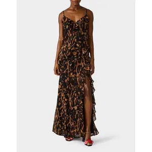 Betsey Johnson WILD RUFFLE MAXI DRESS LEOPARD