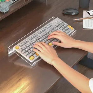 Premium Acrylic Keyboard Stand, Ergonomic Tilted Floating Desktop Keyboard Riser Shelf, Adjustable Height Space-Saving Monitor Stand Holder for Home Office, Sleek Gaming Setup Tech Accessories