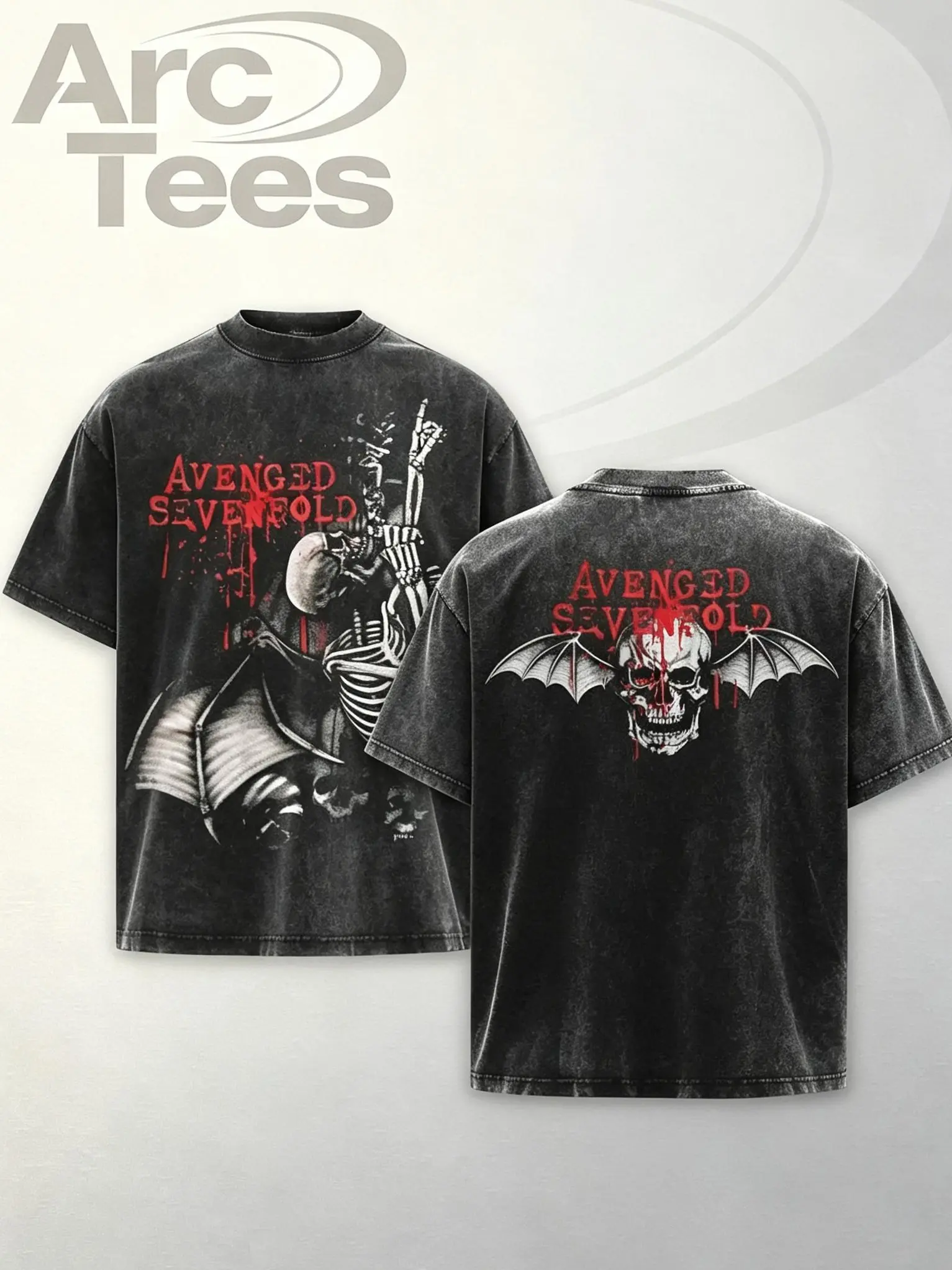 [ArcT] Avenged Sevenfold  Spine Climber Washed Shirt, Vintage A7X Double Printed Heavy Cotton Tee Unisex Oversized Rock Band T-Shirt, Retro Y2K Metalcore Streetwear Top, A7X Tour Merch Menswear for Fans