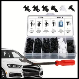 825/725pcs Auto Fastener Clips, Automotive Accessories, Car Body Push Retainer Pin Rivet Bumper Door Trim Panel Retainer Fastener Kit Auto Removal Tool Wing Panel Rivet Clamps, Body Push Rod Fixing Pins, Bumper Door Decorative Board Repair Parts
