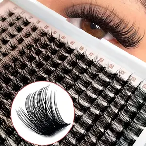 Lash Clusters Eyelash Extensions Clusters Natural Individual Lashes D Curl 176 PCS False Eyelash 9-16MM Clusters Volume Individual Lashes Cluster At Home Use Makeup Cosmetic