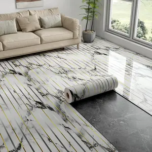 1 roll Self Adhesive Wallpaper Gold Marble - Peel and Stick Waterproof Wall Decor for TV Background Wall, Accent Wall, Kitchen Backsplash, Bathroom Tile Sticker