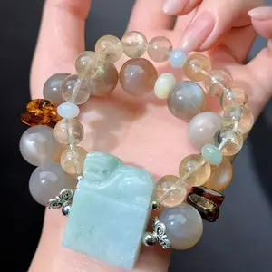 028 Moonstone Jadeite Citrine Bracelet 2025 Energy Feng Shui Fashion Accessories Jewelry Bracelet Magnetic Beads Bracelet Gift