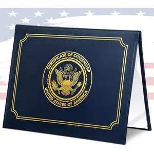 US Citizenship Certificate Holder, COIDEA US Citizenship Gifts, PU Naturalization Certificate Holder with Gold American Seal, Certificate Cover with Padded, Standard Size