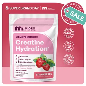 Micro Ingredients Creatine Hydration for Women (Strawberry Flavor) - 5g Creatine + 5g Electrolytes + 2g Collagen, with Fiber, Probiotics, HA, Vitamin C and Biotin - No Gluten, No GMO | 30 Servings