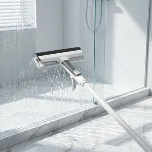 3-in-1 Window Squeegee with Long Handle All-in-One Glass Cleaner with Washable Microfiber Pad for Easy Cleaning