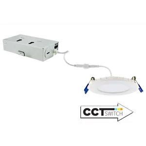 Elco Lighting 3" Ultra Slim LED Round Panel, 10W, CCT Selectable, CRI90, Triac/ELV, White, ERT311CT5W