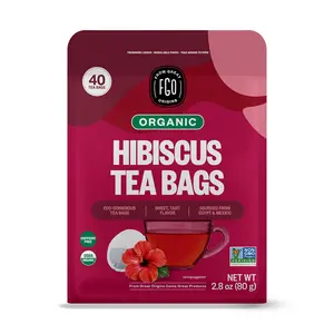FGO Organic Hibiscus Herbal Tea, 40 Count, Eco-Conscious Tea Bags, Caffeine Free (Pack of 1)