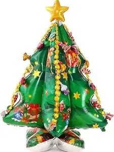 57 Inch Giant Christmas Balloon 4D Christmas Tree with Base Balloon Large Decorative Christmas Party Decorations Novelty Standing Balloon for Xmas New Year Birthday Party Supplies