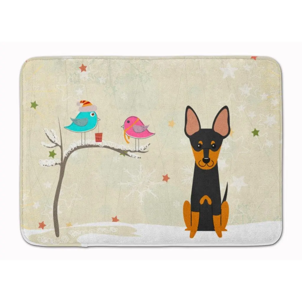English Toy Terrier Coral Fleece Mat, Christmas-Themed, Full-Cushion Memory Foam, Machine Washable, Non-Slip Household Textile Rug