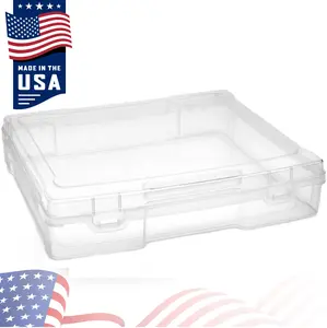 Sorbus Art Supplies Storage Containers - Clear Thin and Wide Plastic Stackable Box with Snap-Tight Closures for Crafts, Board Games, Photos -