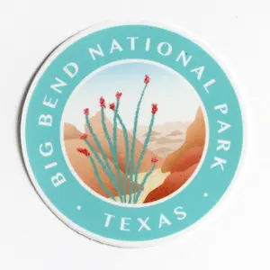 Big Bend National Park Vinyl Sticker | Marfa Big Bend NP Desert Ocotillo Sticker | Mountains Travel Wanderlust Roadtrip Sticker