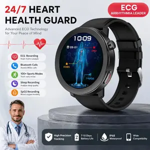 Multifunctional Waterproof Smartwatch with Bluetooth Calling, Fitness Tracking, Full Health Metrics - Heart Rate, Heart Rhythm, BP, Glucose & Body Composition Trend Tracker for Men Women Daily Use