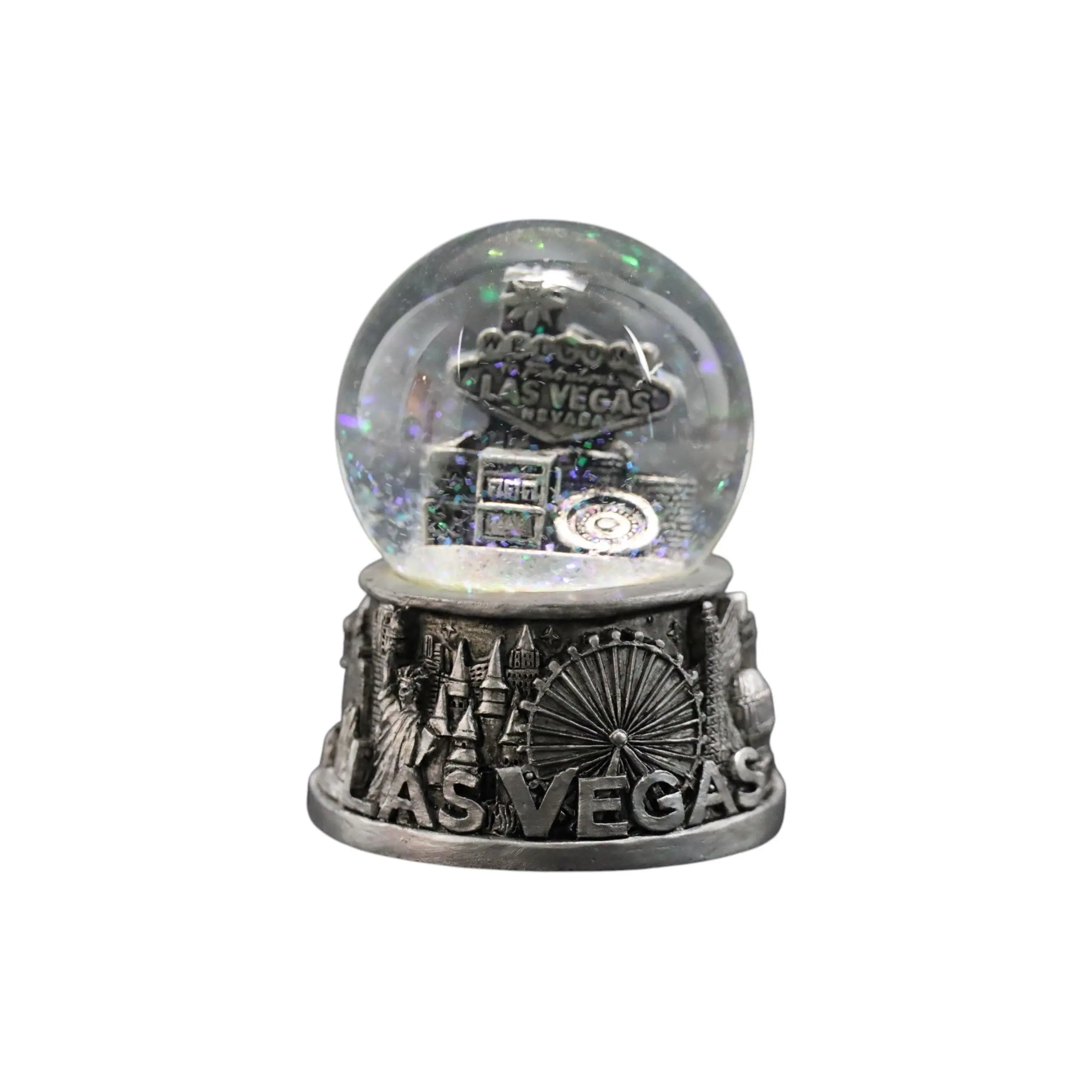 Las Vegas Silver Skyline Snow Globe — 65 mm