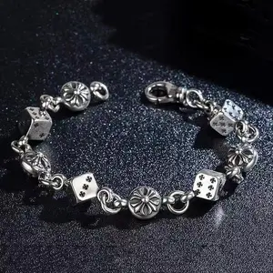 Fashion Dice Bracelet Cross Bracelet Men's Bracelet Women's Trendy Retro Personality Cool Punk Hip Hop