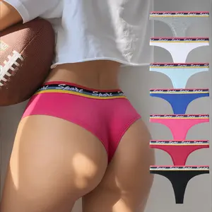 HOTCOM 7-Pack Low-Rise Thongs | Sport Striped Elastic Waistband, Cotton-Blend Fabric, Ultra-Stretchy & Breathable, Invisible Under Outfits, Perfect for Gym/Daily/Dates, Sizes S-2XL