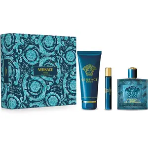 Versace Eros Gift Set - 100ml EDP + 10ml EDP + 150ml Shower Gel for Men Body Care Blend