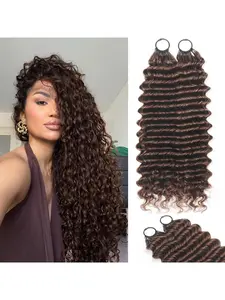 16 Inch Jerry Curly Human Crochet Hair for Black Women - Pre‑Separated Feather Deep Wavy Invisible Crochet Hair Extensions 60g 100 Strands