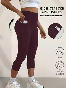 Women's Stretch Capri Pants, Soft And Comfortable, With A Fitted Design And Pockets, Are Perfect For Sports, Yoga And Outdoor Activities.