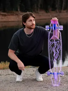 Ghost Boards 40" LED Custom Longboard | Youth Skateboard with Remote Control, Light-Up Wheels, and Premium Acrylic Construction