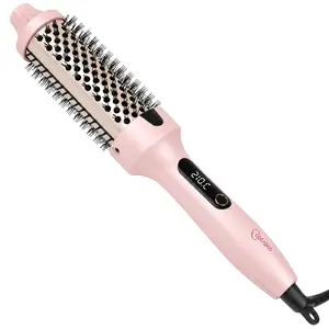 Cotsoco Ionic Thermal Brush, 1.5" Negative Ion Heated Brush Hair Styling Tools with 6 Temperature Settings, Auto Power Off, Gift for Women