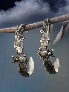 Bat Design Punk Style Earrings, Personalized Men's Accessory for Women, Fashion Jewelry for Party, Daily Clothing Decor, Birthday Gift