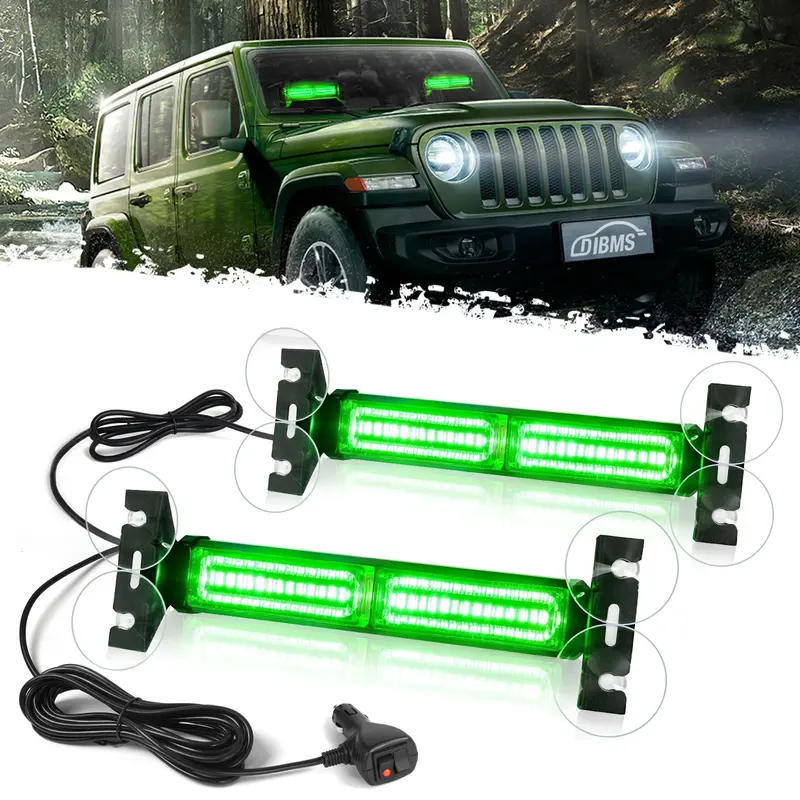 DIBMS 40 LED Stroboscopic indicator Light Bar, Front/rear windshield visor lights, Dash Safety Warning for Construction, Tow, Plow Trucks (Amber White) Car Accessories Green Emergency Rooftop Strobe Lights Bar car lights Tailgate Light Bar Truck Mirror Li