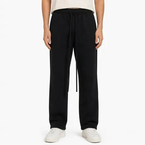 Men's Unisex  Oversized Uncuffed Straight-Leg Soft Fleece Sweatpants SS22, Elastic Drawstring Waist, Side Pockets, Streetwear Trousers for Daily Wear
