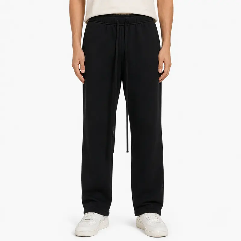 Men's Unisex Oversized Uncuffed Straight-Leg Soft Fleece Sweatpants SS22, Elastic Drawstring Waist, Side Pockets, Streetwear Trousers for Daily Wear