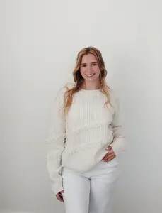 100% Cream Fringe Cashmere Sweater