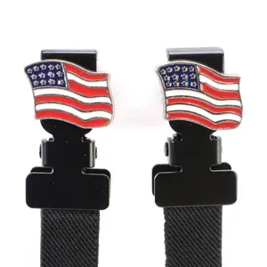 Milwaukee Leather MLA4003 Motorcycle Biker USA Flag Emblem Elastic Bungee Clips for Chaps or Pants (Set of 2) - One Size Fits Most