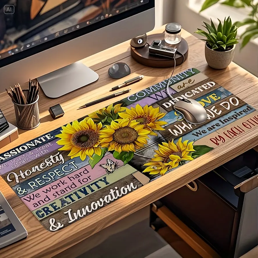 Free Express1pc Sunflower Pattern, Multifunctional And Practical Design, Suitable for Gaming, Office And Travel, Gaming Mouse Pad, E-sports Keyboard Pad, Anti Slip Rubber, Holiday Gift for Friends And Family.