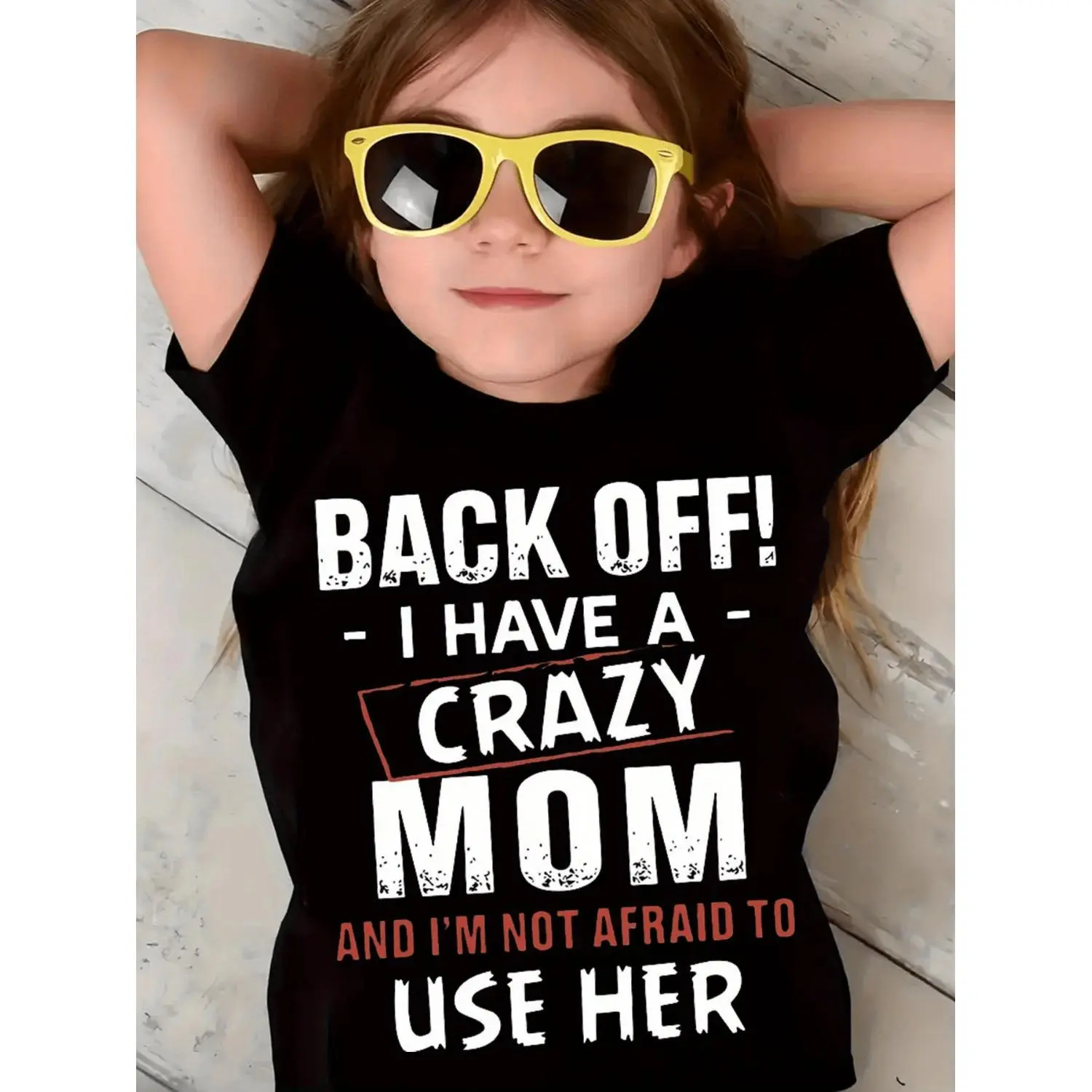 Girls' Short Sleeve T-Shirt - Black/Pink/White Round Neck Casual Blouse with "Mother" & "Dear" Lettering - Spring/Autumn Breathable Top for Casual Attire or Mother's Day Gift - Hand Washable Non