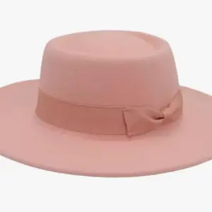 Elegant peach Wide Brim Hat with Bow Detail for Women's Fashion Fedora hat church hat unisex chapeau fashion versatile