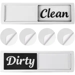 Dishwasher Magnet Clean Dirty Sign Self-Sticky Acrylic Dishwasher Sticker Adhesive Clean/Dirty Indicator for Home Kitchen Decor Silver