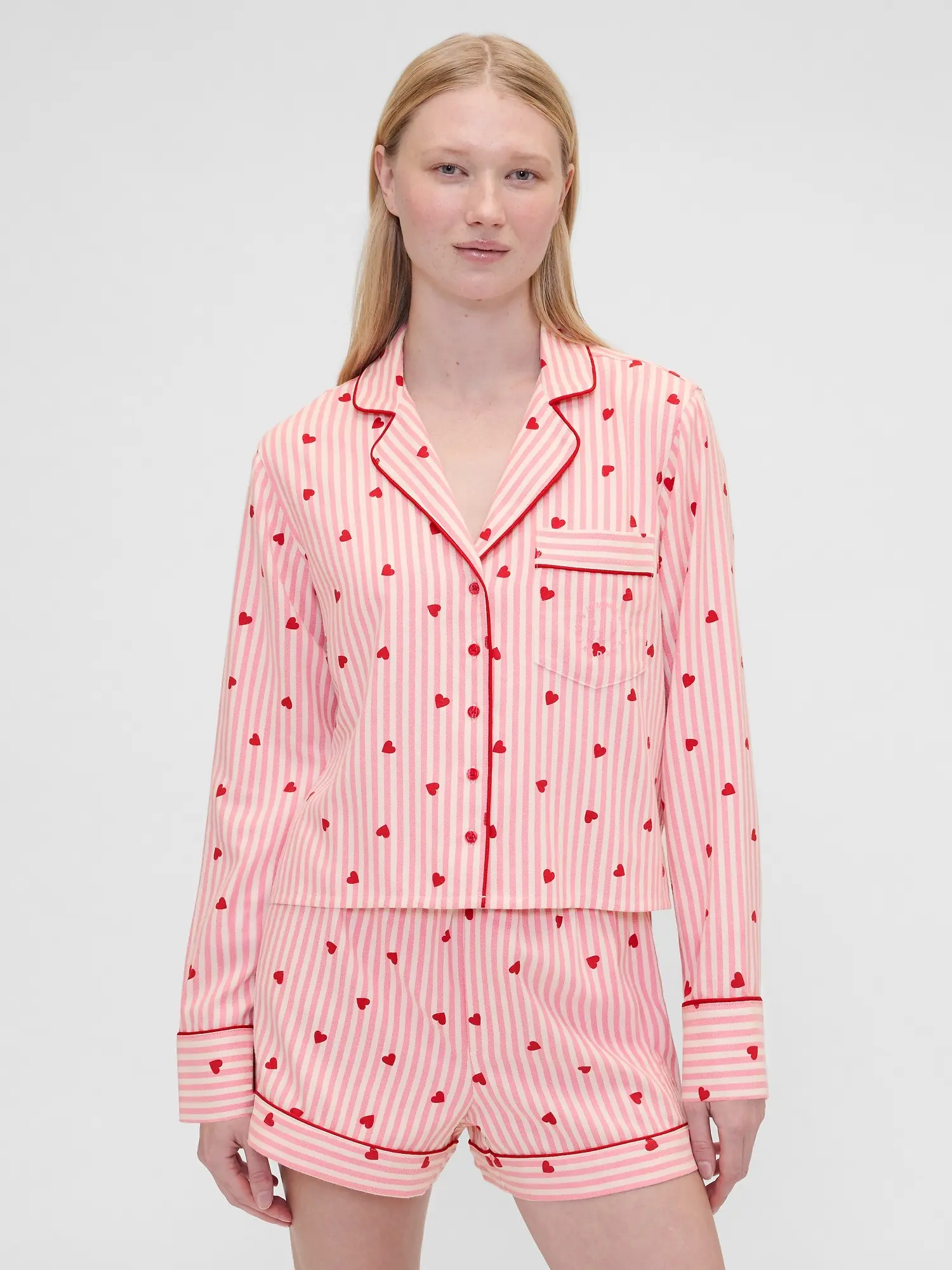 Gap Women's × Summer Fridays Relaxed Flannel Hearts PJ Shirt