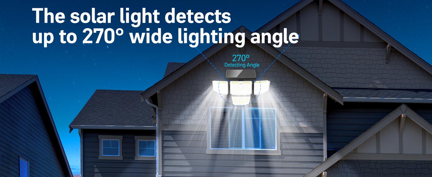DEEPN Solar Outdoor Motion Lights - Upgraded 4 Heads 188 LED Security Lights with Motion Sensor Lights, IP65 Waterproof 270° Wide Angle Flood Wall Lights for Home Darkroom Backyard