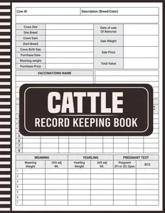 Cattle Record Keeping Book 8.5 x 11 Inches 110 Pages Paperback Planning Calendar for Ranching and Livestock Management Weekly Planner Office Stationery Supplies Ideal for Ranchers