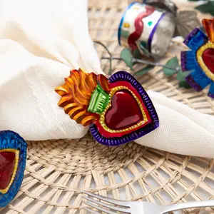 Color Heart Tin Art Milagro Napkin Ring