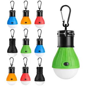 10 Packs Portable Camping Light Bulb, 3 Lighting Modes Tent Lamp Tent Lights Clip Hook Hurricane Emergency Light for Outdoor, Fishing, Camping, Backpacking, Emergency and More