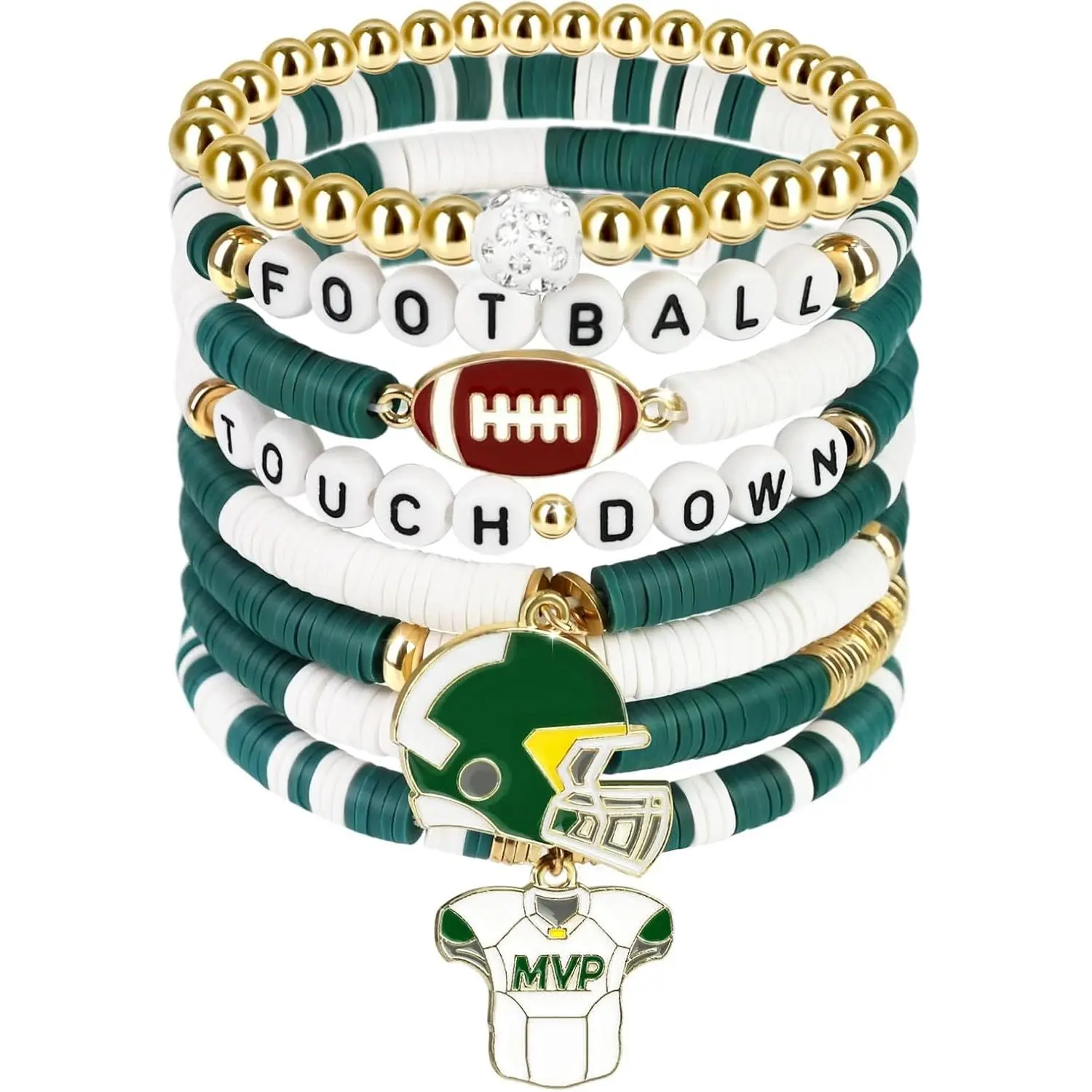 Game Day Football Bracelets for Women Men, Friendship Hypoallergenic Clay Beaded Stretch Bracelets,Stackable Sports Fans Charm Bangles,Football Mom Accessories Football Gifts Game Day Football Bracelets for Women Men, Friendship Hypoallergenic Clay Beaded Stretch Bracelets,Stackable Sports Fans Charm Bangles,Football Mom Accessories Football Gifts
