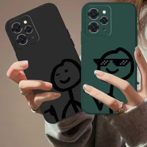 Phone case: Fashion Fashion Glasses Line for Man Cover Gift for Redmi 13 12 10 9 A2 A1 + A C T X 4G 5G Soft Straight Side Black Green Phone Case