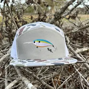 Crankbait Embroidery Trucker Hat, Fishing Embroidered Snapback Cap, Outdoor Camo Mesh Back Hat, Angler Gift for Men, Fishing Lure Hat Gift For Him, Gift For Her