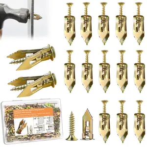 200 Pcs Self Drilling Drywall Anchors with Screws,100 Sheetrock Anchors (0.47x1.18 Inch) & 100 Zinc Expansion Screws,2025 Upgraded Zinc Plated Steel,No Drill Needed,Perfect for Wall Hanging