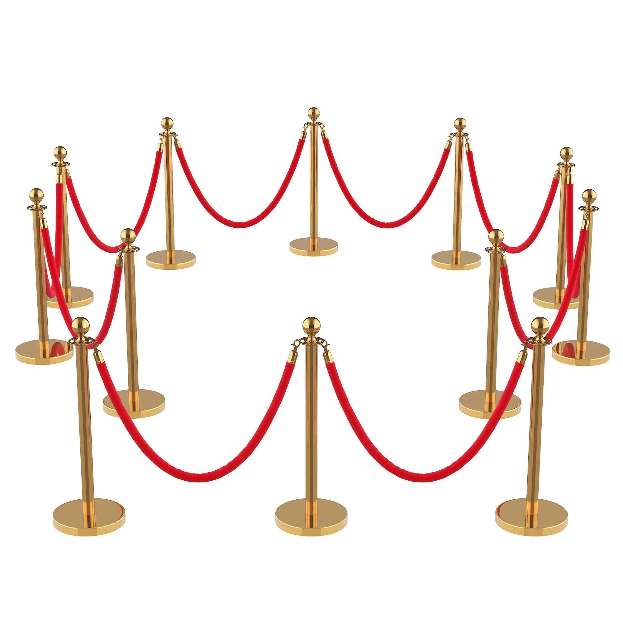 12-Pc Rust-Resistant Stainless Steel Gold Stanchions & Velvet Ropes Set - Retractable Belt Crowd Control Barriers with Stable Hollow Base, Red Carpet Posts for Weddings, Concerts, Commercial Events (Home Improvement, Garden Decor Supplies, Wide Coverage)