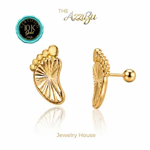 The AzzuZu 10K Yellow Gold "Baby Feet Stud Gold Earings